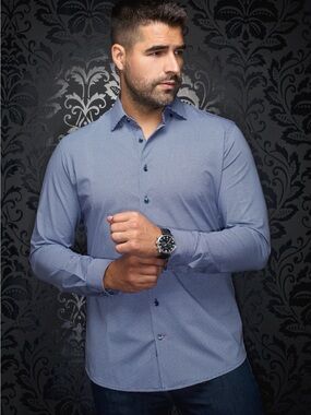 Au Noir Men’s Alexander Dress Shirt- Navy, Size 3M (Medium)